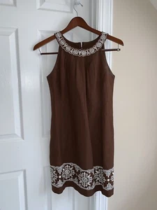 DRESS - Sleeveless - Jessica Howard - Brown - Linen Blend - Lined - 10P Petite - Picture 1 of 5