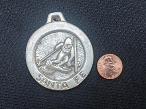 Vintage SANTA FE New Mexico DOWNHILL SKIING Fob Pendant Medal Award Souvenir - Picture 1 of 3