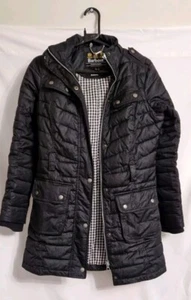 Barbour Womens Hownsgill Parka Fiber Down Black Full Zip Cost Size 8 *Broken Zip - Picture 1 of 21