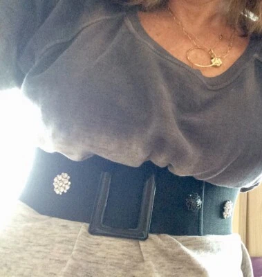 Cinturón Negro Estrás Ajustable Y Nuevo - Diseños Carynjamie Hecho a Mano Foto 1 de 4