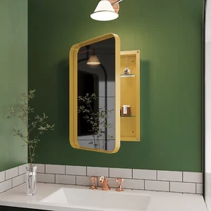 16x24in Recessed Metal Framed Medicine Cabinet with Mirror Storage for Bathroom - Picture 1 of 8