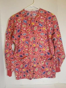 Long Sleeve Pink Scrub Top with different color Fishes  - Picture 1 of 10
