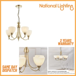 5 Way Dimmable Ceiling Light with Opal Glass Shades Pendant & Semi Flush Fitting - Picture 1 of 9