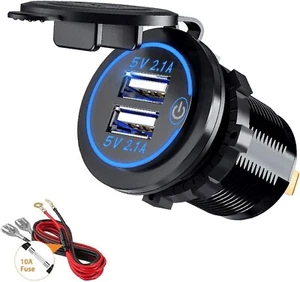 Toma USB Coche 12V / 24V 4.2A Cargador Rápido de Coche Dual USB Impermeable - Imagen 1 de 6