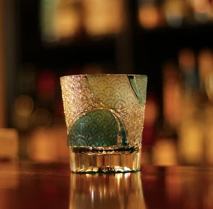 Yamada Crystal rock glass Japanese Tradition Edo Kiriko sea waves Φ8 8.8oz Japan - Picture 1 of 7