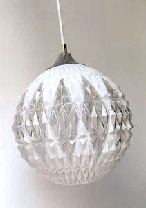 VINTAGE MID CENTURY CEILING LIGHT  PENDANT RETRO GLASS LAMP SHADE 1960's - Picture 1 of 7