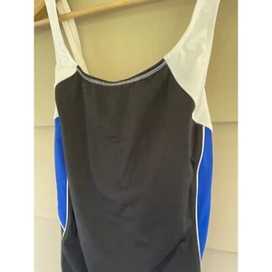 Lands End Colorblock Sporty One Piece Criss Cross Bathing Suit 14W/L - Imagen 1 de 7