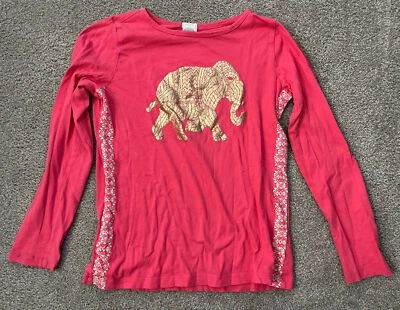 Camisa J.Crew Crewcuts Roja Manga Larga Dorado Elefante - Niñas Talla 10 Foto 1 de 4