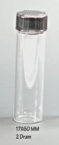 10 Piece Small Clear Glass Vial 6ml - 2 Dram Bottles With Screw Caps -17x 60 mm - Picture 1 of 1