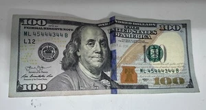 Fancy Serial Number 100 Dollar Bill Six Of A Kind 4's - Picture 1 of 6