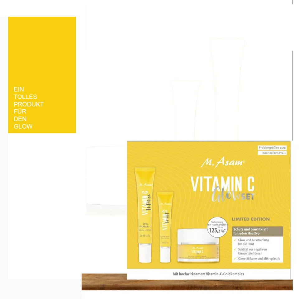 3tlg. Box M. Asam Vitamin C Glow Set | Gesichtscreme + Serum + Augen - Bild 1 von 1