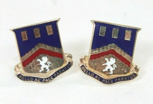 Bello AC Pace Paratus US Army 112th Engineer Battalion Unit Crest Cufflinks - Imagen 1 de 4