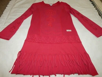 Naartjie Girls size 7 Pink DREAM CATCHER Fringe Dress HTF Lace Sleeves - Image 1 of 4