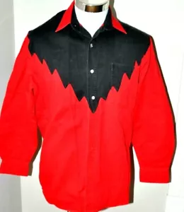 SAN ANGELO TEXAS COLLECTION WESTERN Canvas SHIRT Red Black Medium - Picture 1 of 4