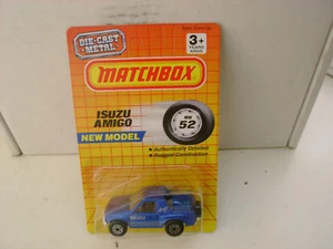 1990 MATCHBOX SUPERFAST 1:57 SCALE MB52 BLUE ISUZU AMIGO NEW ON CARD - Picture 1 of 2