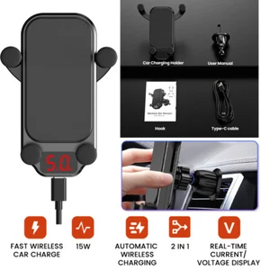 Support Support Voiture Chargeur Magnétique Sans Fil 15W pour iPhone Samsung 2 en 1 - Photo 1 sur 10
