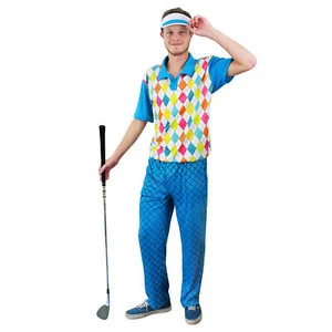 MENS GOLFER FANCY DRESS GOLFING COSTUME PUB GOLF SPORTS UNIFORM STAG PARTY - Picture 1 of 9