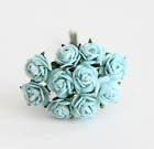 20x Mulberry Paper Mini TURQUOISE OPEN ROSES Craft Embellishments 10mm Wide