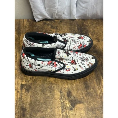 Zapatillas sin cordones Vans X Stranger Things personalizadas Hellfire Club para hombre 4 para mujer 5,5 Foto 1 de 4