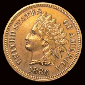 1880 Indian Head Cent HOT RED MIRRORED PROOF - Free Shipping - Picture 1 of 3