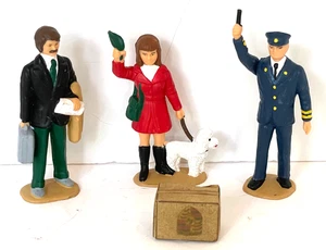 LGB G Scale Lot of 3 Figures Girl w/ Dog Policeman Business Man + Box - Picture 1 of 12