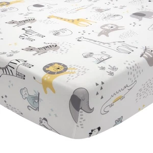 Lambs & Ivy Animal Jungle Soft 100% Cotton Jersey Baby Fitted Crib Sheet - Picture 1 of 6