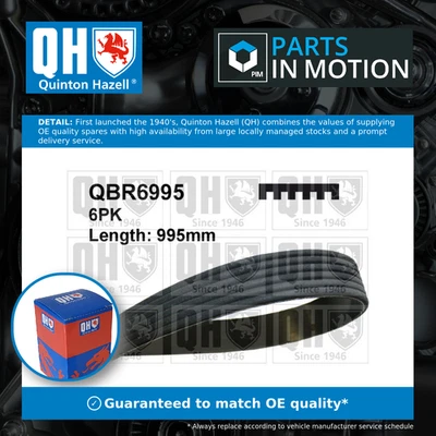 6 Rib Multi V Drive Belt fits MORGAN 4/4 1.6 91 to 93 LJA QH Quality Guaranteed - Image 1 of 4