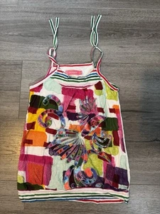 VINTAGE DESIGUAL Kids Girls Multicoloured Tank Sleeveless Top Size 9-10 - Picture 1 of 13
