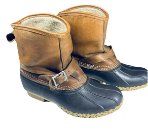 L.L. Bean Men’s 9 Bean Boots Buckle Duck Boots Leather Rubber Waterproof Vintage - Picture 1 of 12