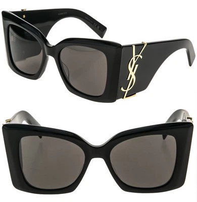 Gafas de sol SAINT LAURENT BLAZE YSL 119 SLM119 001 negras audaces con logotipo de Cassandre Foto 1 de 4