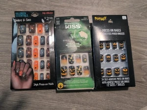 Uñas Prensadas - Halloween Espíritu Calabaza Negra Halloween Lote de 3 - Imagen 1 de 1