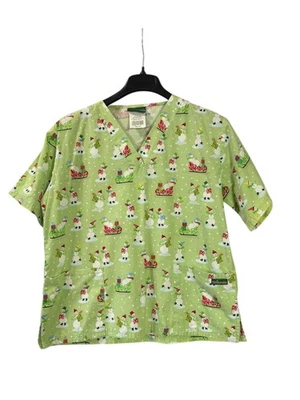 Blusa Médica Uniform Advantage Mujer Lima Muñeco de Nieve Cuello en V Talla M Foto 1 de 4