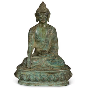 US SELLER - Bronze Meditating Chinese Buddha Statue - Picture 1 of 4