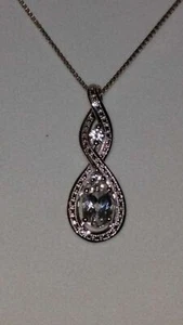LAST 1” Kay Jewelers Sterling Silver 2 Lab Created White Sapphire Weave Necklace - Picture 1 of 10
