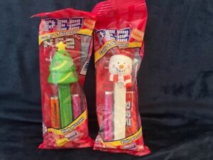 Pez Dispensers Winter Christmas Holiday Christmas Tree and Snowman in Poly Pakg
