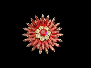 Broche Rojo Grande Años 50 Rubí y Transparente Cúpula Prendedor Día de San Valentín Moda De Colección - Imagen 1 de 10