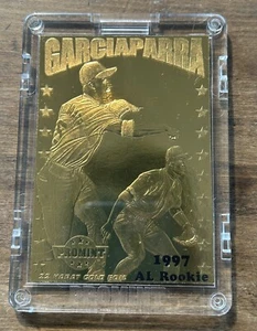Tarjeta ProMint 1997 lámina de oro 22K Garciaparra/Rolen AL NL novato doble cara - Imagen 1 de 4