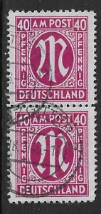 ALLIED OCCUPATION - 1945 - AM POST 40PF / GERMAN PRINT - SIGNED - USED PAIR - Picture 1 of 2