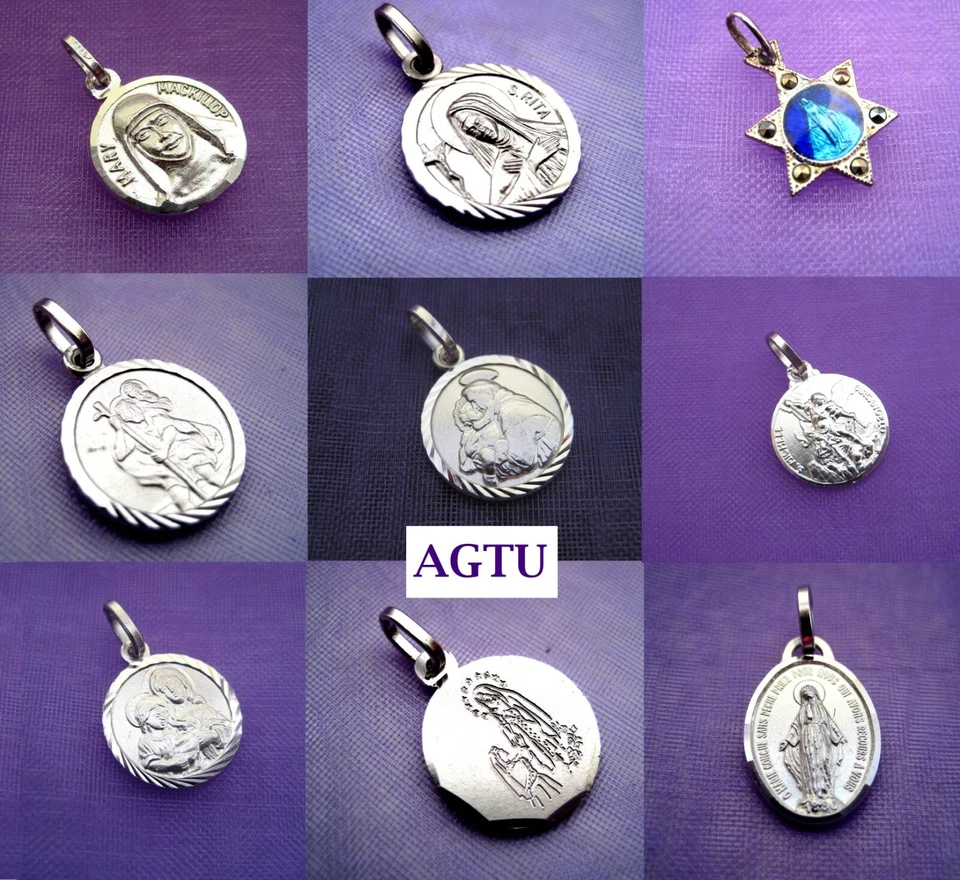 U PICK SAINT PENDANT Sterling Silver 925 Saints Religious Patron Medal AGTU - image 1 of 1