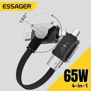 Essager 65W 4 in 1 USB C Charger Cable Wire Type C PD Fast Charging Cable Cord - Picture 1 of 8