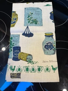 Vtg NOS Kay Dee Hand Prints HERB - SPICES Linen Kitchen Tea Towel - Picture 1 of 9