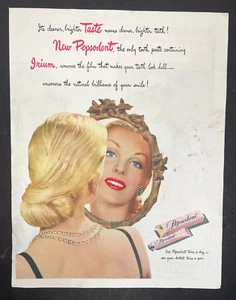 1947 PEPSODENT TOOTHPASTE New With Irium Brighter Teeth Mirror Vintage Print Ad - Picture 1 of 2