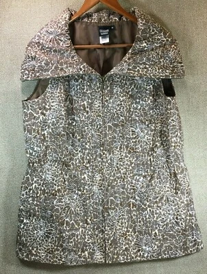 Sharon Young Womens Quilted Animal Print Stitched Sleeveless Zip Vest Size M - Image 1 of 4