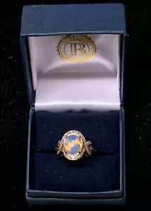 Bradford Exchange Queen Of Gems Opal And Diamond Ring Sterling Silver BGE Size 6 - Picture 1 of 8