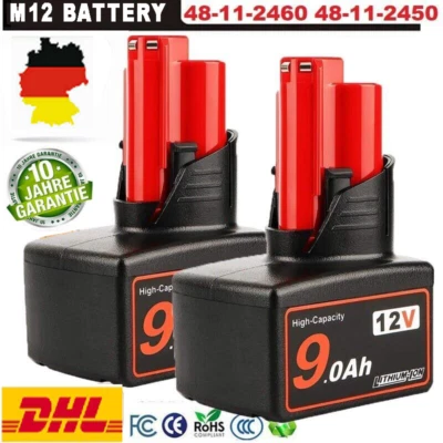 FÜR MI1WAUKEE Für Milwaukee M12B6 M12 AKKU 12V Li-ion XC 9.0Ah M12B5 48-11-2460 oder Ladegerät