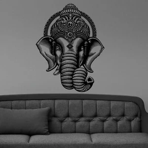 Calcomanías de pared de vinilo para habitación mural Ganesh elefante buda mandala flor L137 - Imagen 1 de 9