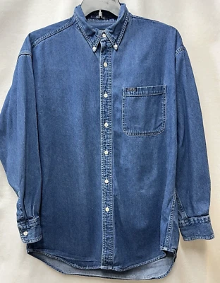 CHAPS RALPH LAUREN Blue Jean Long Sleeve Button Up Cotton Shirt Men Sz Large L - Image 1 of 4