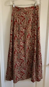 Vintage Breeches 100% Rayon Paisley Print Maxi Wrap Skirt Sz 6 Multicolor Career - Picture 1 of 8