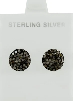 PENDIENTES DE DIAMANTES GENUINOS 0,80 quilates plata de ley .925 (acabado quemado) - nuevos con etiquetas Foto 1 de 4