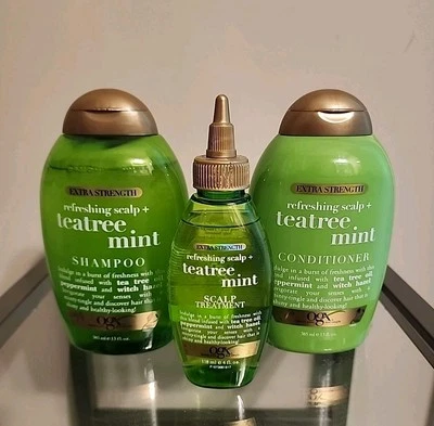 OGX Extra Strength Refreshing Scalp Shampoo, Condition Teatree Mint & Treatment  - Image 1 of 2